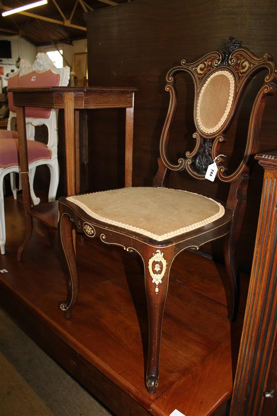 Sheraton style octagonal occasional table & a bone & a marquetry-inlaid chair